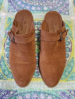 suede mule clogs in warm brown women's 9